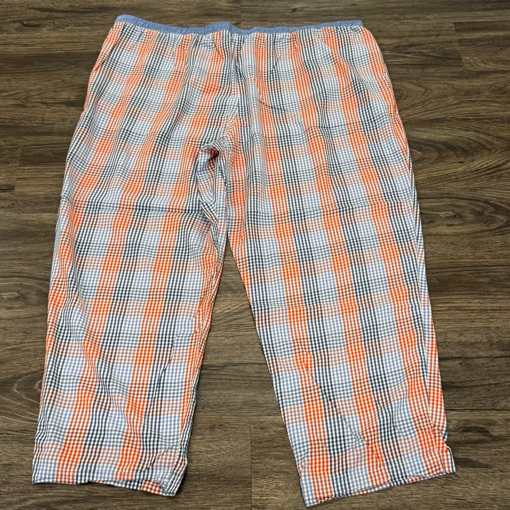 Southern Marsh Mens Gingham Plaid Pajama Lounge Pants Orange Blue Drawstring - Picture 5 of 5